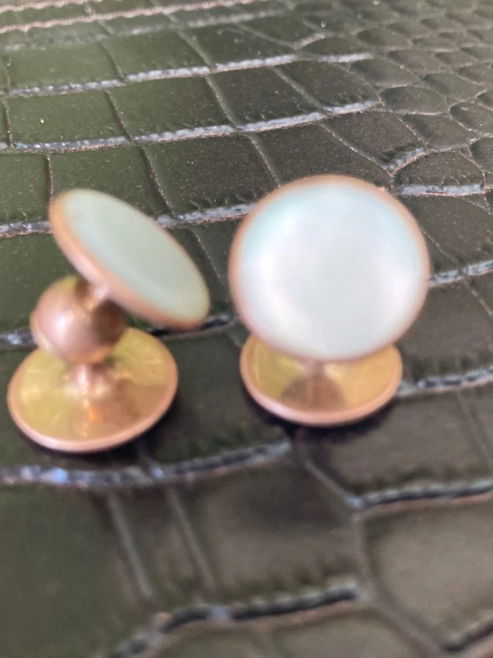 Antique Mother of Pearl Ball-Swivel Shirt Studs / Cufflinks